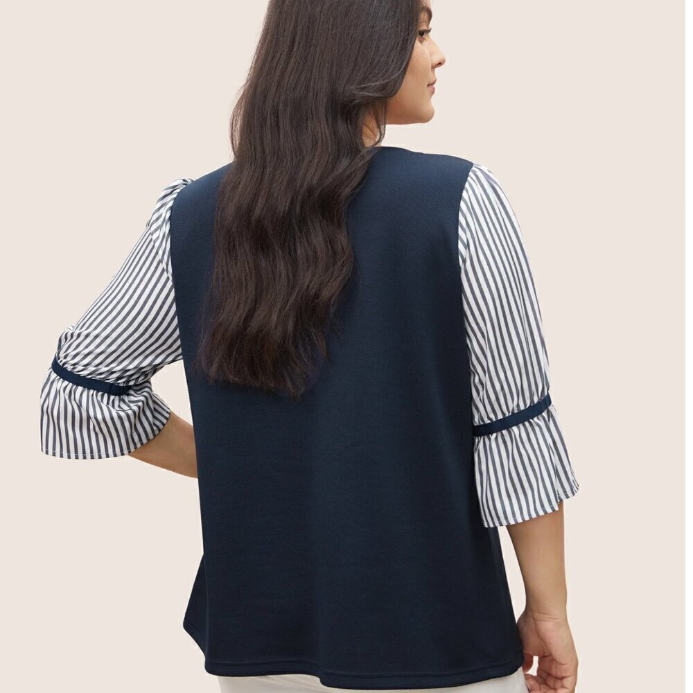 Bloomchic Striped Patchwork Round Neck Light Swea… - image 4